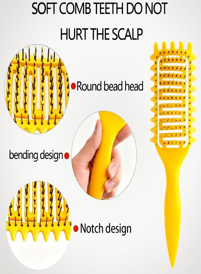 Yingbtr Curl Defining Brush,2024 Curly Hair Brush,Vented Hair Brush for Detangling, Shaping and Defining Curls For Women and Men Less Pulling (Yellow) - Image 2